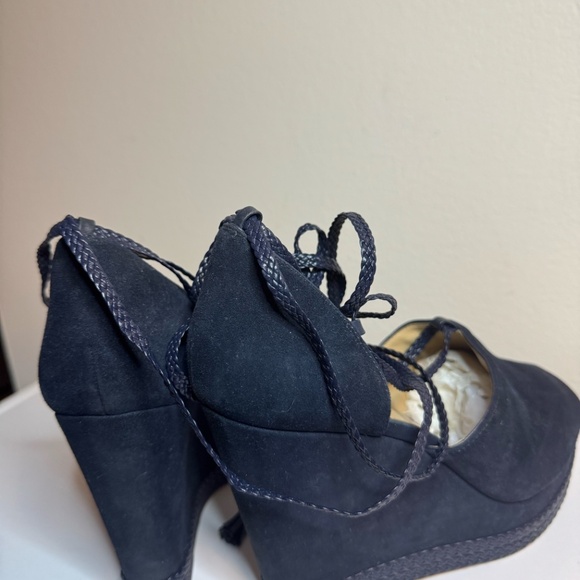 Michael Kors Navy Blue Wedge Suede Navy Blue with Straps Size 10 - Picture 10 of 10